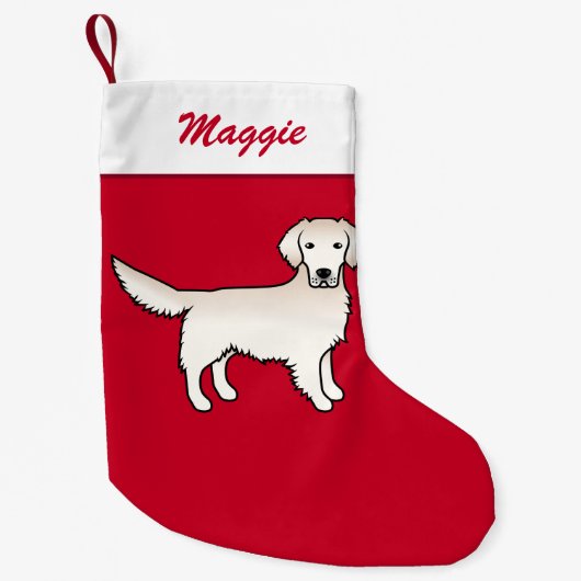 Petite Chaussette De Noël Crème Anglaise Golden Retriever Chien Sur Rouge &  (Devant)