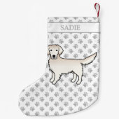 Petite Chaussette De Noël Crème Golden Retriever Chien avec pattes et nom (Dos)