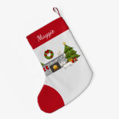 Petite Chaussette De Noël Creme longs cheveux Dachshund mignonne chien salon (Dos (Accrochage))