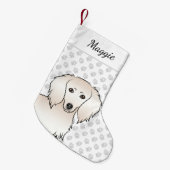 Petite Chaussette De Noël Crème longue cheveux Dachshund mignonette caricatu (Devant (Accrochage))