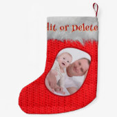 Petite Chaussette De Noël Crochet rouge Imprimer classique Joyeux Noël Photo (Dos)