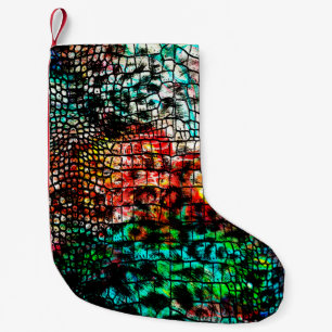 Petite Chaussette De Noël Crocodile et léopard motif avec abstrait coloré