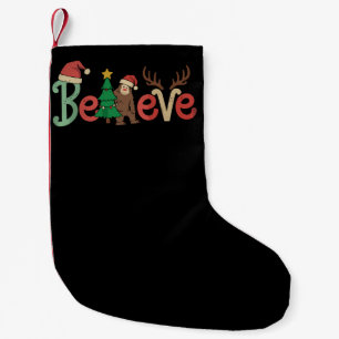 Petite Chaussette De Noël Croire Bigfoot Sasquatch Santa Renne Noël