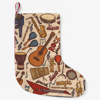 Petite Chaussette De Noël Croquis Musical : Colorful Vintage sans couture.