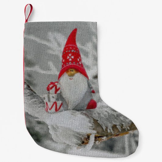 Petite Chaussette De Noël Cross Stitch Père Noël Gnome (Devant)