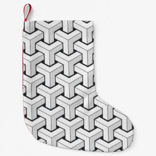 Petite Chaussette De Noël Cubes isinaux Noir Blanc Motif