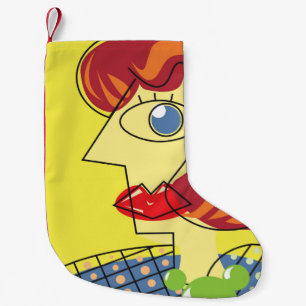 Petite Chaussette De Noël Cubisme portrait féminin coloré