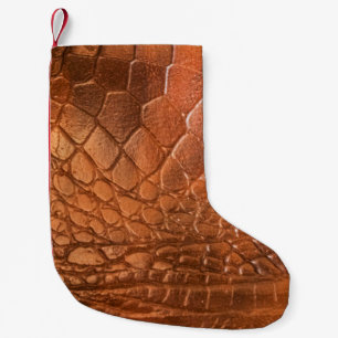 Petite Chaussette De Noël Cuir Brown avec un motif sous forme d'écailles