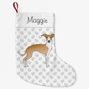 Petite Chaussette De Noël Cuisine Italienne Faune Et Blanc Greyhound Avec No
