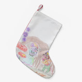 Petite Chaussette De Noël Custom Kids Artwork, deux mignonnes souris, fleurs (Devant (Accrochage))