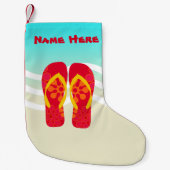 Petite Chaussette De Noël Custom Tropical Christmas Flip Flops Beach Holiday (Devant)