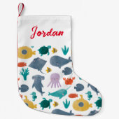 Petite Chaussette De Noël Cute Aquarelle Océan Animaux Motif (Devant)