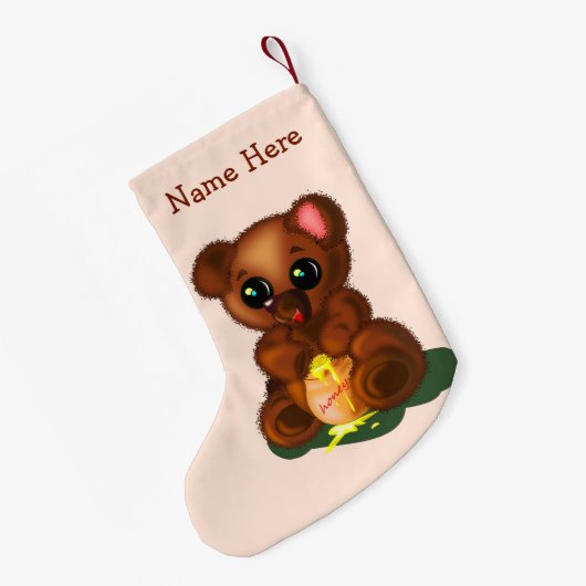 Petite Chaussette De Noël Cute Bear Christmas Stockings Personalized Name (Dos (Accrochage))