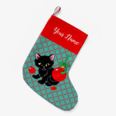 Petite Chaussette De Noël Cute Black Kitten Personnalisé (Devant (Accrochage))