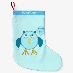 Petite Chaussette De Noël Cute Blue Baby Boy Owl Custom Christmas Stocking