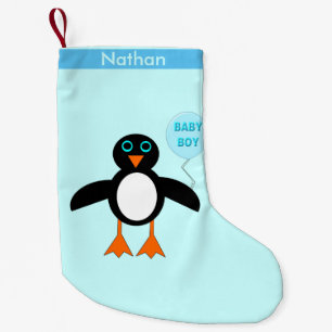 Petite Chaussette De Noël Cute Blue Baby Boy Penguin Personnalisé