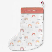 Petite Chaussette De Noël Cute Boho arc en ciel et Motif des nuages (Dos)