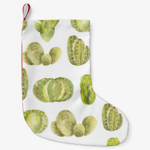 Petite Chaussette De Noël Cute Cactus, Aquarelle Décor Sans Couleur.