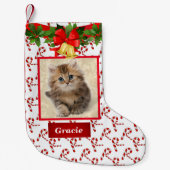 Petite Chaussette De Noël Cute Chat Kitten Photo Noël Nom de la réserve (Devant)