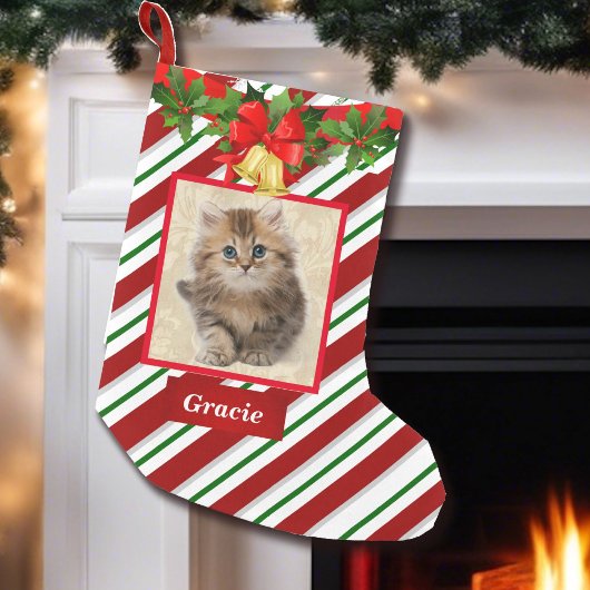 Petite Chaussette De Noël Cute Chat Kitten Photo Noël Nom de la réserve