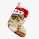 Petite Chaussette De Noël Cute Chat Whimsical Avec Chapeau De Santa (Devant (Accrochage))