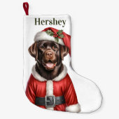 Petite Chaussette De Noël Cute Chocolat Labrador Retriever Chien Père Noël (Devant)