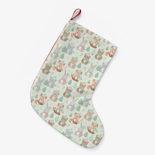 Petite Chaussette De Noël Cute Christmas Animals Seamless Pattern (Devant (Accrochage))