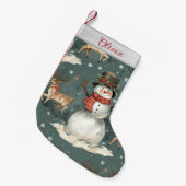 Petite Chaussette De Noël Cute Christmas Cartoon Snowman  (Devant (Accrochage))