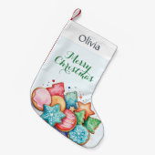 Petite Chaussette De Noël Cute Cookies Traitements de vacances Personnalisés (Devant (Accrochage))