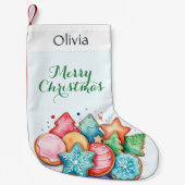 Petite Chaussette De Noël Cute Cookies Traitements de vacances Personnalisés (Devant)