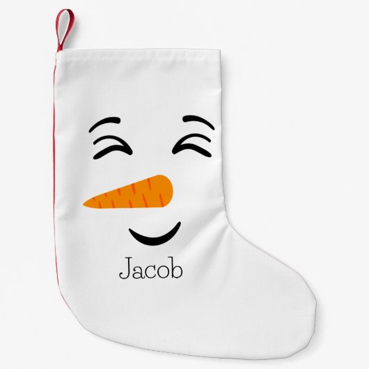 Petite Chaussette De Noël Cute Frosty le Snowman visage souriant (Devant)