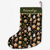 Petite Chaussette De Noël Cute Gingerbread Cookies Candy Cane Personalized (Dos)