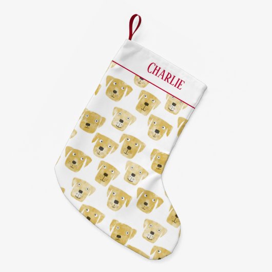 Petite Chaussette De Noël Cute Golden Labrador Retriever Chien Nom personnal (Devant (Accrochage))