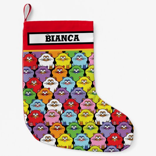 Petite Chaussette De Noël Cute Hamsters, nom personnalisé (Devant)