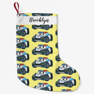 Petite Chaussette De Noël Cute happy police car cartoon illustration