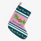 Petite Chaussette De Noël Cute Holly & Berries personnalisée (Devant (Accrochage))