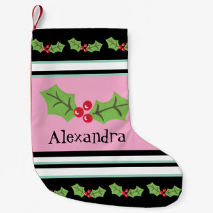 Petite Chaussette De Noël Cute Holly & Berries personnalisée