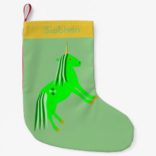 Petite Chaussette De Noël Cute Irlandais Green et or Unicorn Custom