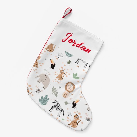 Petite Chaussette De Noël Cute Jungle Rainforest Animaux Motif (Devant (Accrochage))