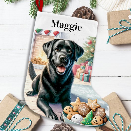 Petite Chaussette De Noël Cute Labrador Retriever Père Noël Cookies Amoureux