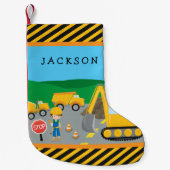 Petite Chaussette De Noël Cute Little Boy Construction Véhicule Monogramme (Devant)