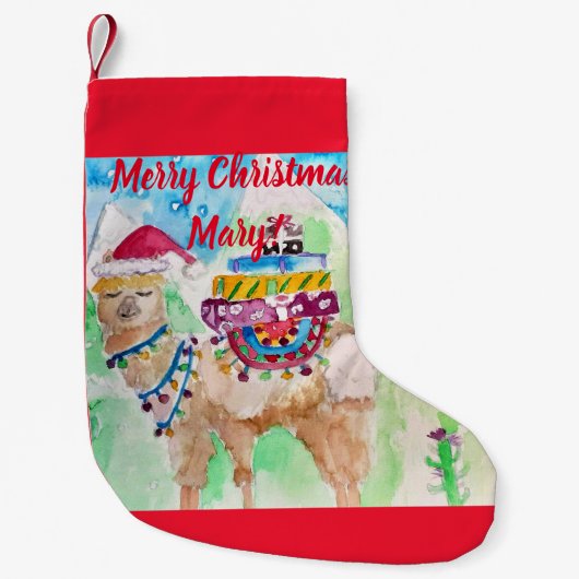Petite Chaussette De Noël Cute Llama Joyeux Noël Filles Enfants Se Stocker (Devant)