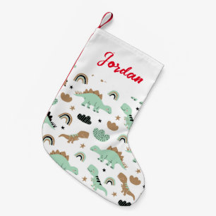 Petite Chaussette De Noël Cute Mint Green Dinosaur Motif