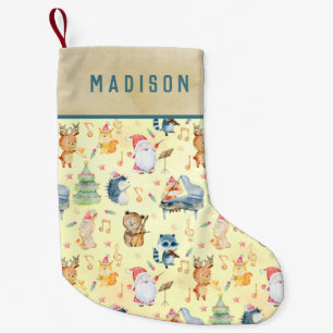 Petite Chaussette De Noël Cute Musical Woodland Animaux de Noël Nom