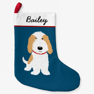 Petite Chaussette De Noël Cute PBGV Fun et chien de dessin blanc