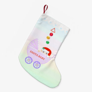 Petite Chaussette De Noël Cute Père Noël Baby sur les couleurs pastel