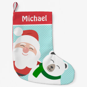 Petite Chaussette De Noël Cute Père Noël et Ours polaire Enfants personnalis