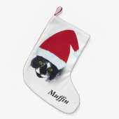Petite Chaussette De Noël Cute Père Noël Tuxedo Chat Noël Stockage (Devant (Accrochage))
