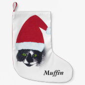 Petite Chaussette De Noël Cute Père Noël Tuxedo Chat Noël Stockage (Devant)