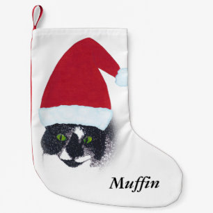 Petite Chaussette De Noël Cute Père Noël Tuxedo Chat Noël Stockage